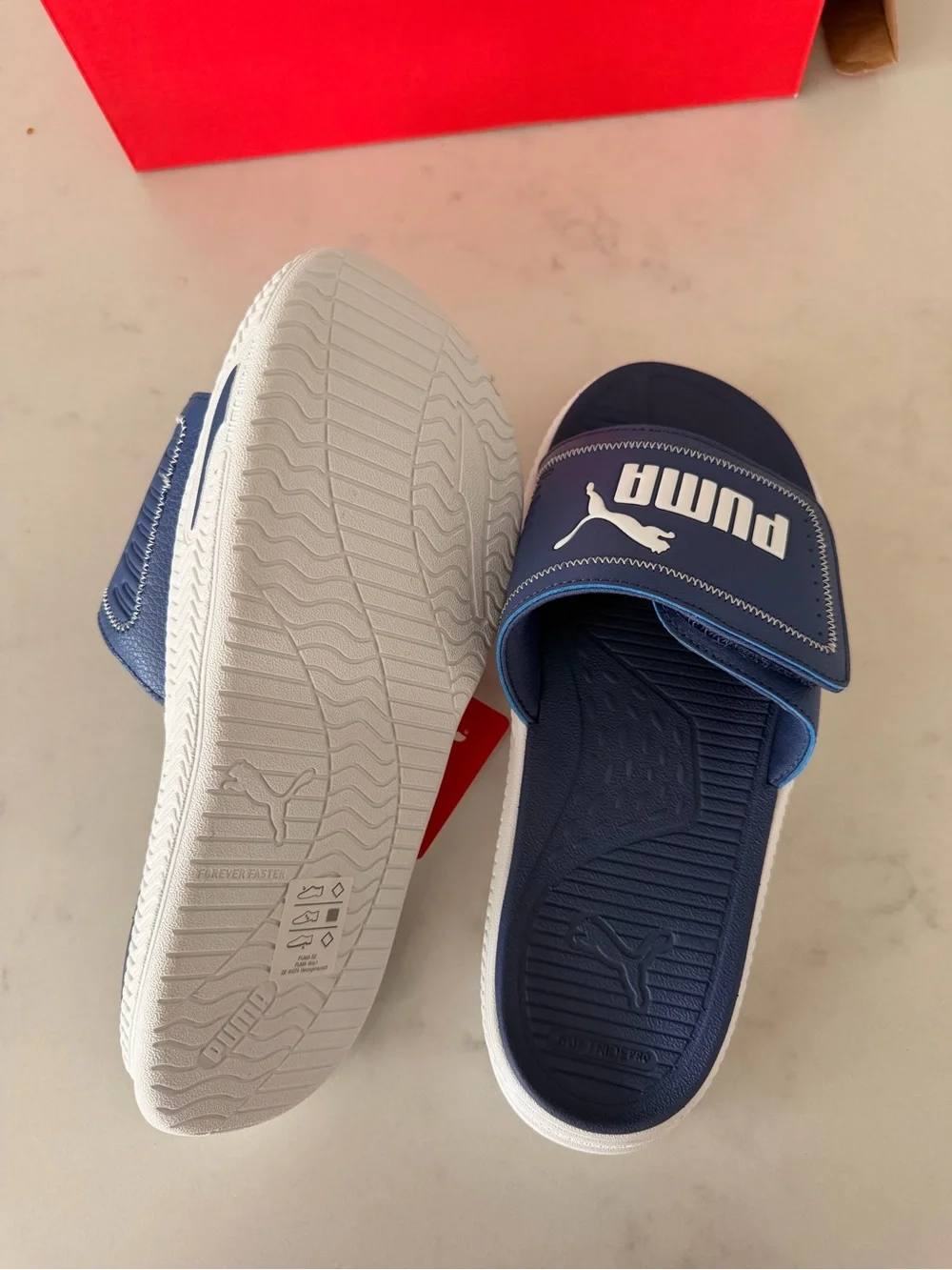 PUMA SoftridePro Slide 24 V Blue Crystal White Slides US 6 NWT